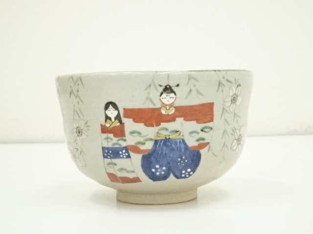 京焼 茶道具 平安清峰造 仁清風 色絵 茶碗 牛紋 共布 共箱 n12642 京焼 茶道具 平安清峰造 仁清風 色絵 茶碗 牛紋 共布 共箱